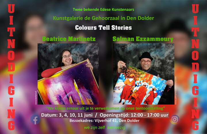 Uitnodiging Expositie Colours Tell Stories Galerie Gehoorzaal Den Dolder